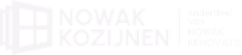 Wit logo van Nowak Kozijnen – onderdeel van Nowak Renovatie